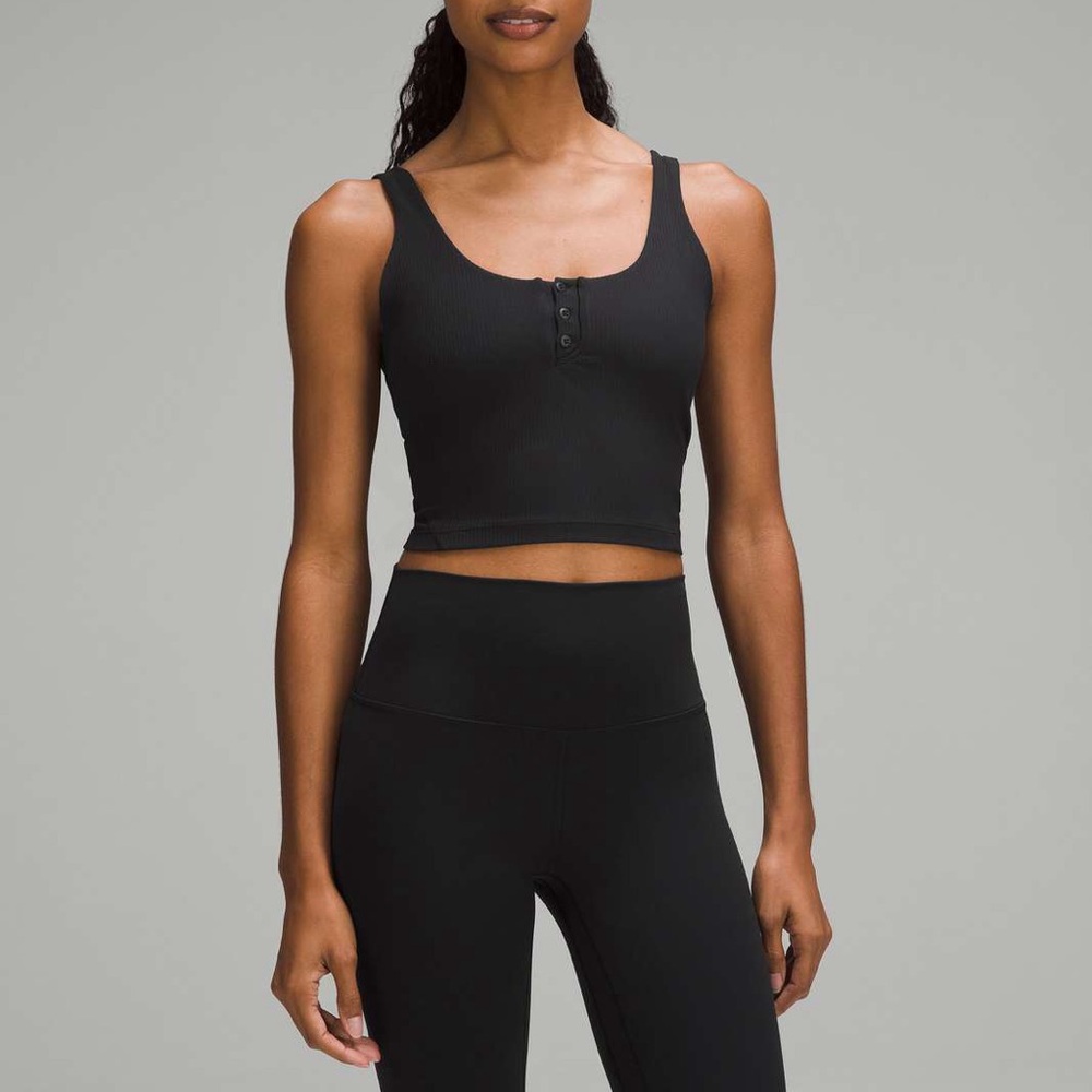 Black Align Ribbed Henley Tank Top Lululemon